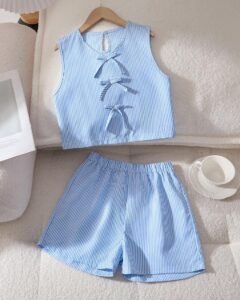 Top sin mangas con hebilla de gota y shorts deportivos para niñas