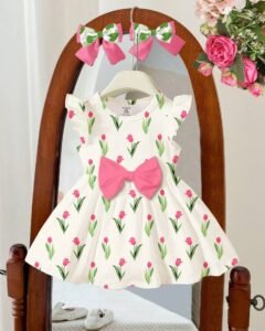 Vestido de manga corta con estampado floral de parche