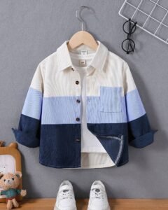 Chaqueta casual de abotonadura sencilla de color contrastante