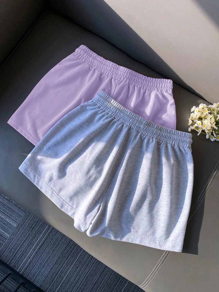 Pantalones cortos casuales unicolor para mujer - Imagen 3