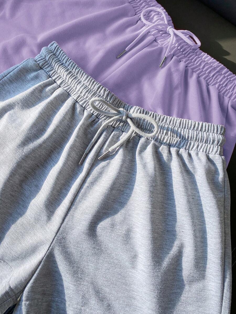 Pantalones cortos casuales unicolor para mujer - Imagen 2