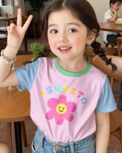 Camiseta de manga corta de cuello redondo, de estilo minimalista