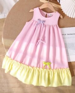 Vestido casual de media pantorrilla con contraste de color