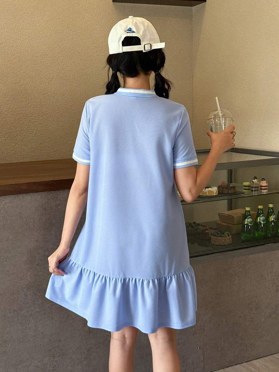 Vestido casual y cómodo de cuello alto con contraste - Imagen 2