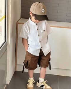 Camisa informal de manga corta y unicolor