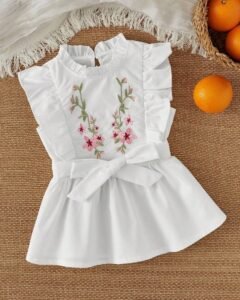 Blusa de verano para niña con cuello mao