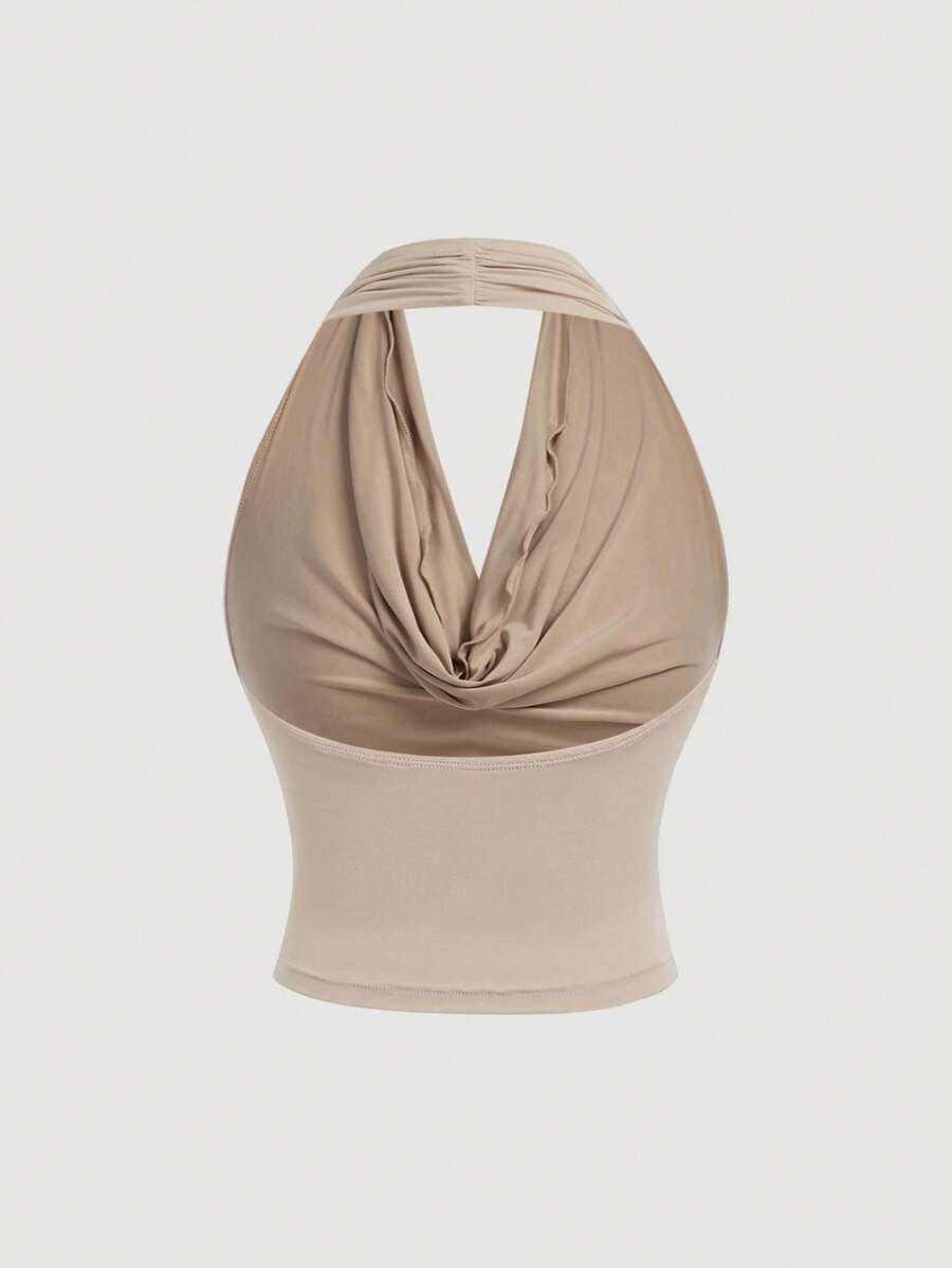 Top casual de mujer de ajuste delgado de unicolo - Imagen 2