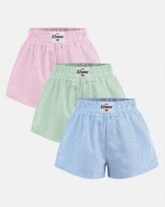 Pantalones cortos elásticos a rayas para niñas