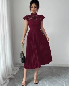 Vestido elegante y romántico para mujer con mangas abullonadas