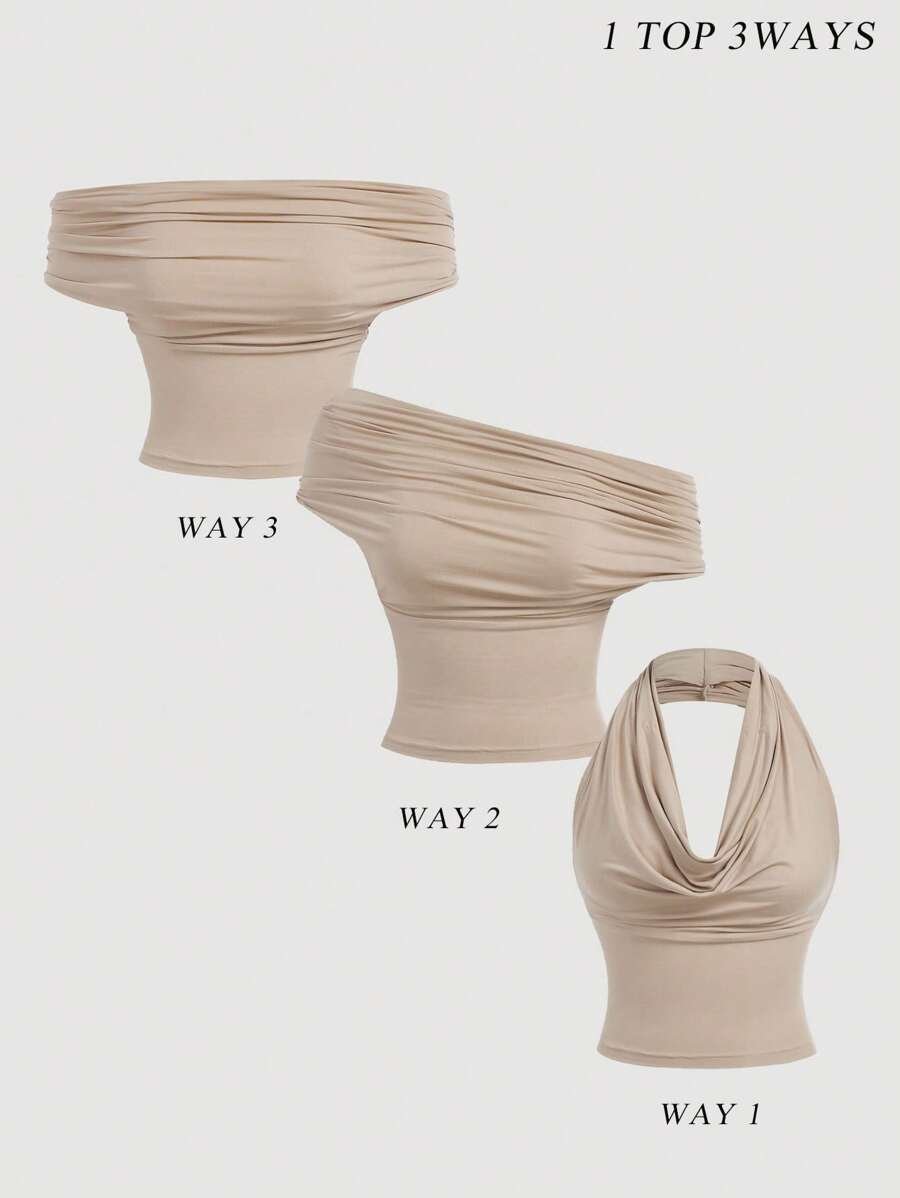 Top casual de mujer de ajuste delgado de unicolo - Imagen 3