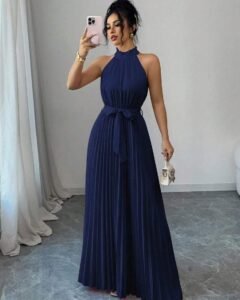 Vestido elegante con escote en V, volantes, pliegues y ajuste ceñido
