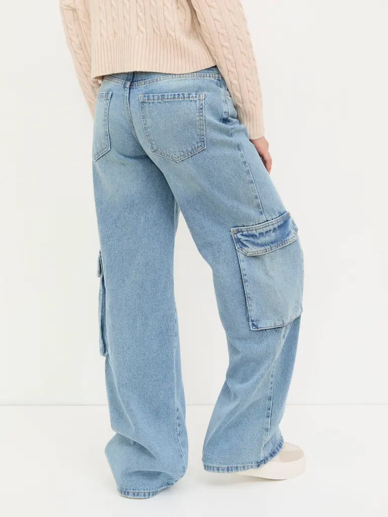 Jeans Cargo Recto Azul Deslavado - Imagen 2
