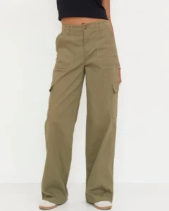 Pantalón Cargo Básico Gabardina Verde
