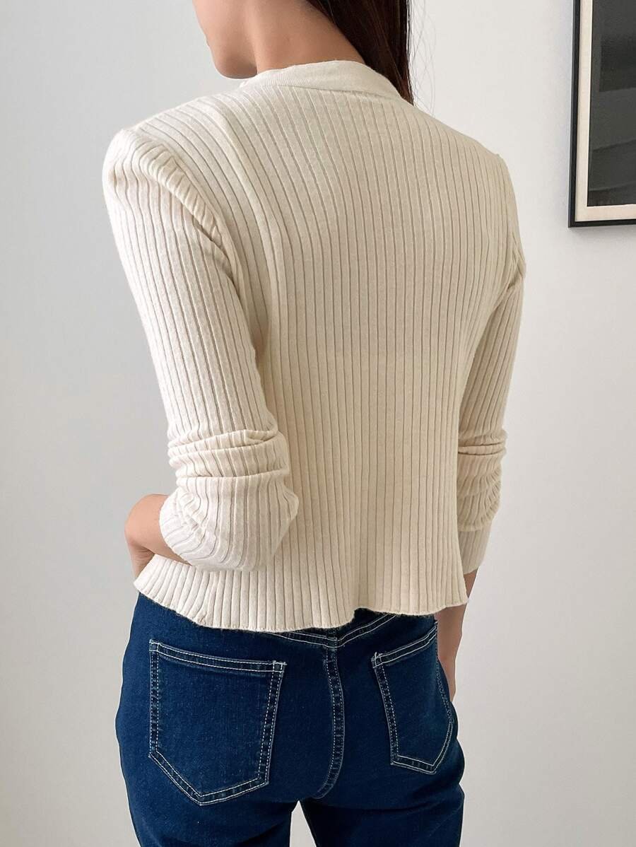 Chaqueta de punto acanalado con ribete de vieira - Imagen 3