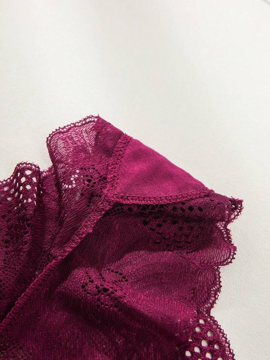 3 Piezas Lencería De Encaje De Tanga Triangular Para Mujer - Imagen 2