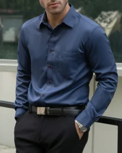 Camisa de manga larga de unicolor para hombre