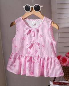 Camisa sin mangas con estampado de rayas trenzadas y moño