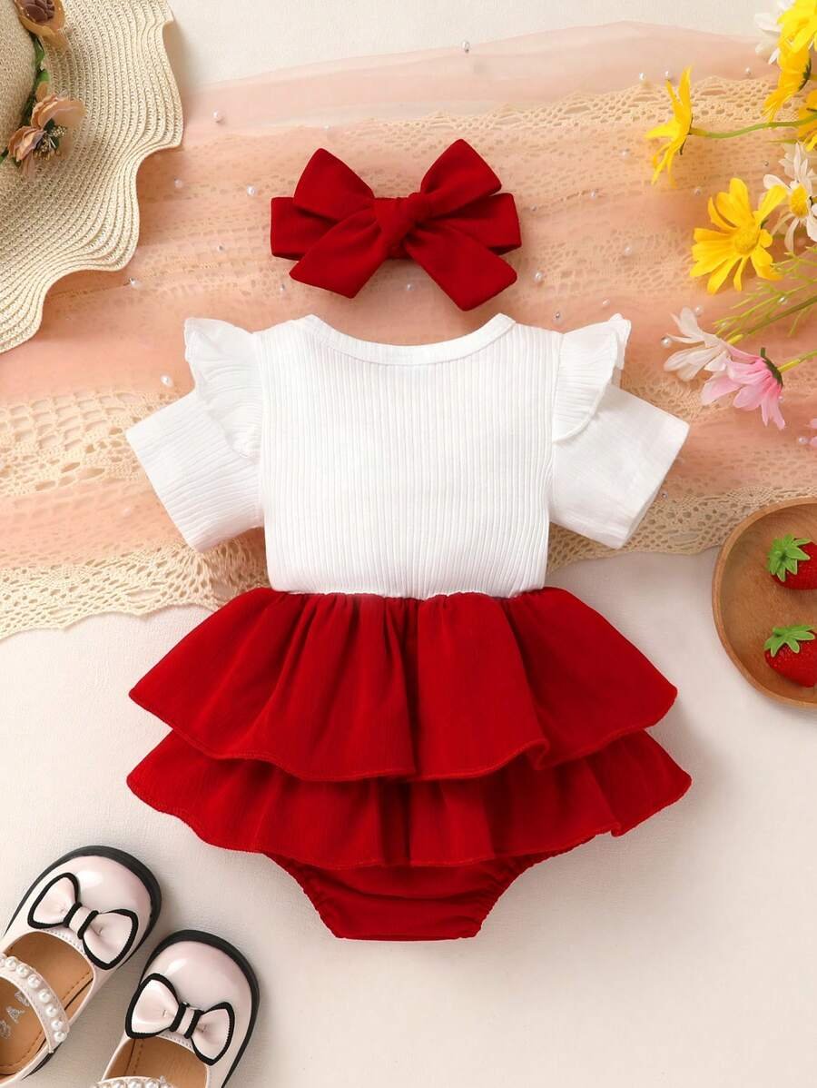 Vestido casual con decoración de lazo y bordado de fresa - Imagen 3