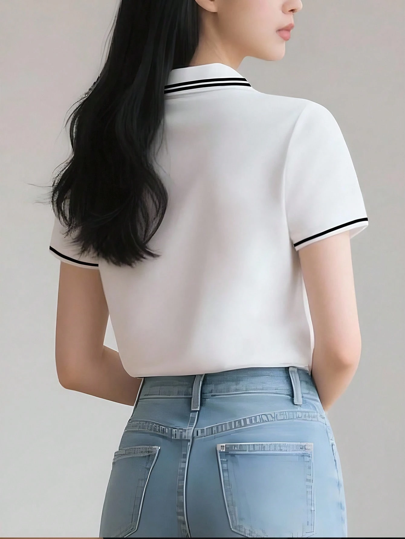 Camiseta gráfica de mujer de manga corta con estampado de corazón a rayas - Imagen 2