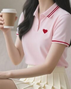 Camiseta gráfica de mujer de manga corta con estampado de corazón a rayas