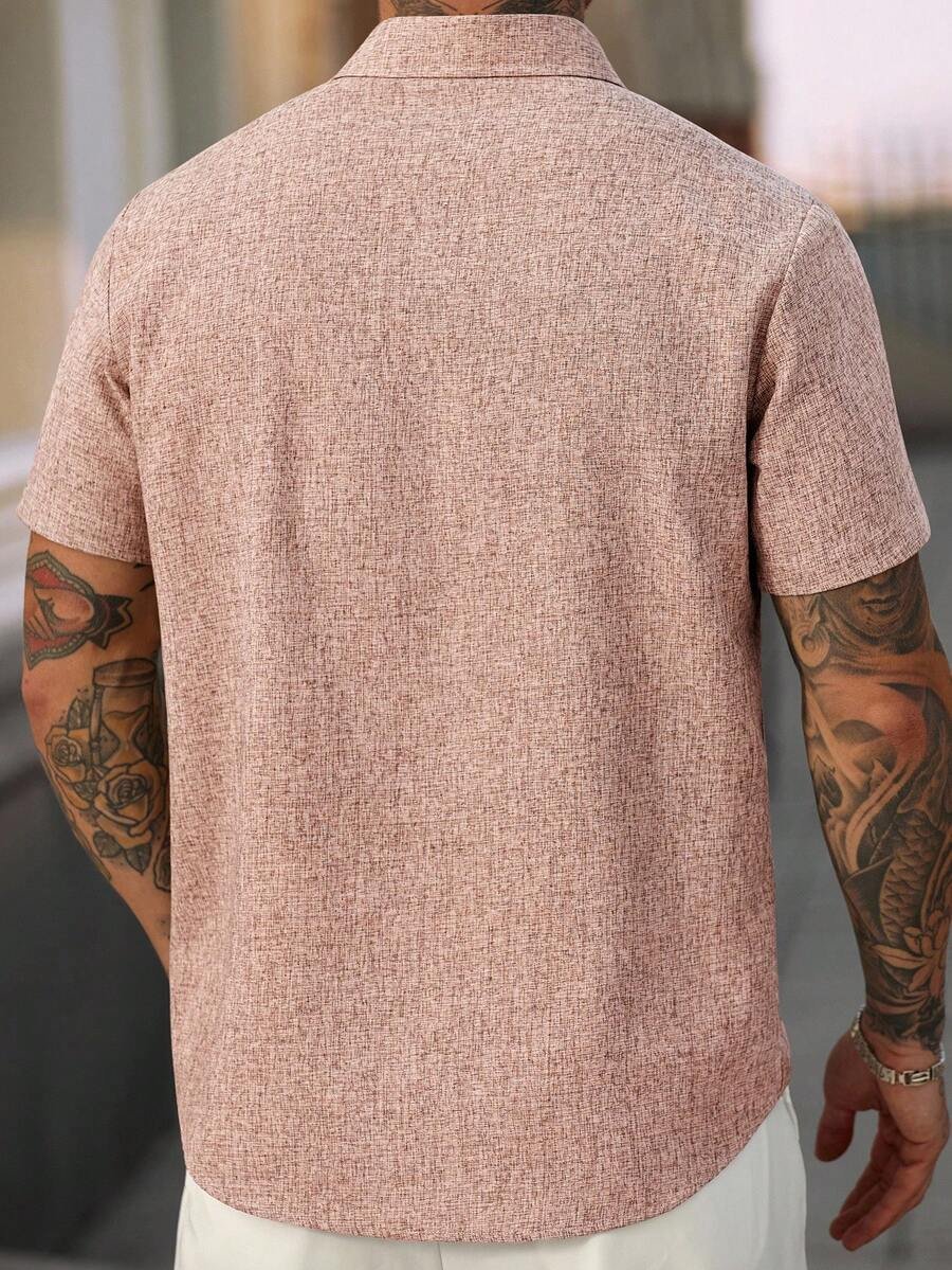 Camisa de lino de rayas de manga corta casual y fresca - Imagen 3