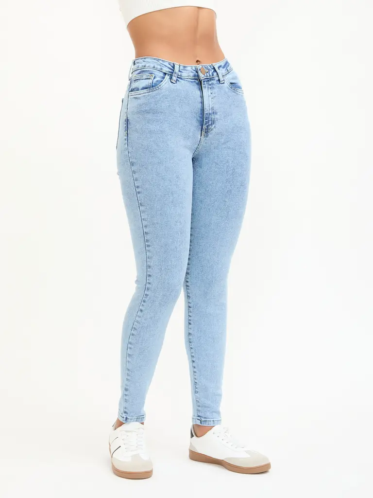 Jeans Skinny Tiro Alto Azul Claro