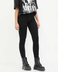Jeans de Mezclilla Skinny Negro