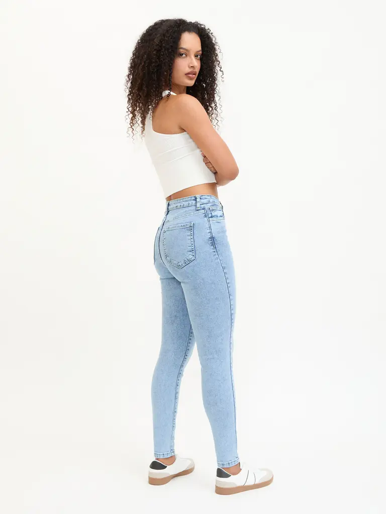 Jeans Skinny Tiro Alto Azul Claro - Imagen 2