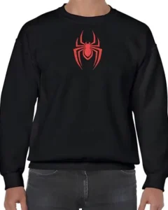 Sueter casual de manga larga de corte holgado con estampado de araña