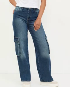 Jeans Cargo Recto Azul Oscuro