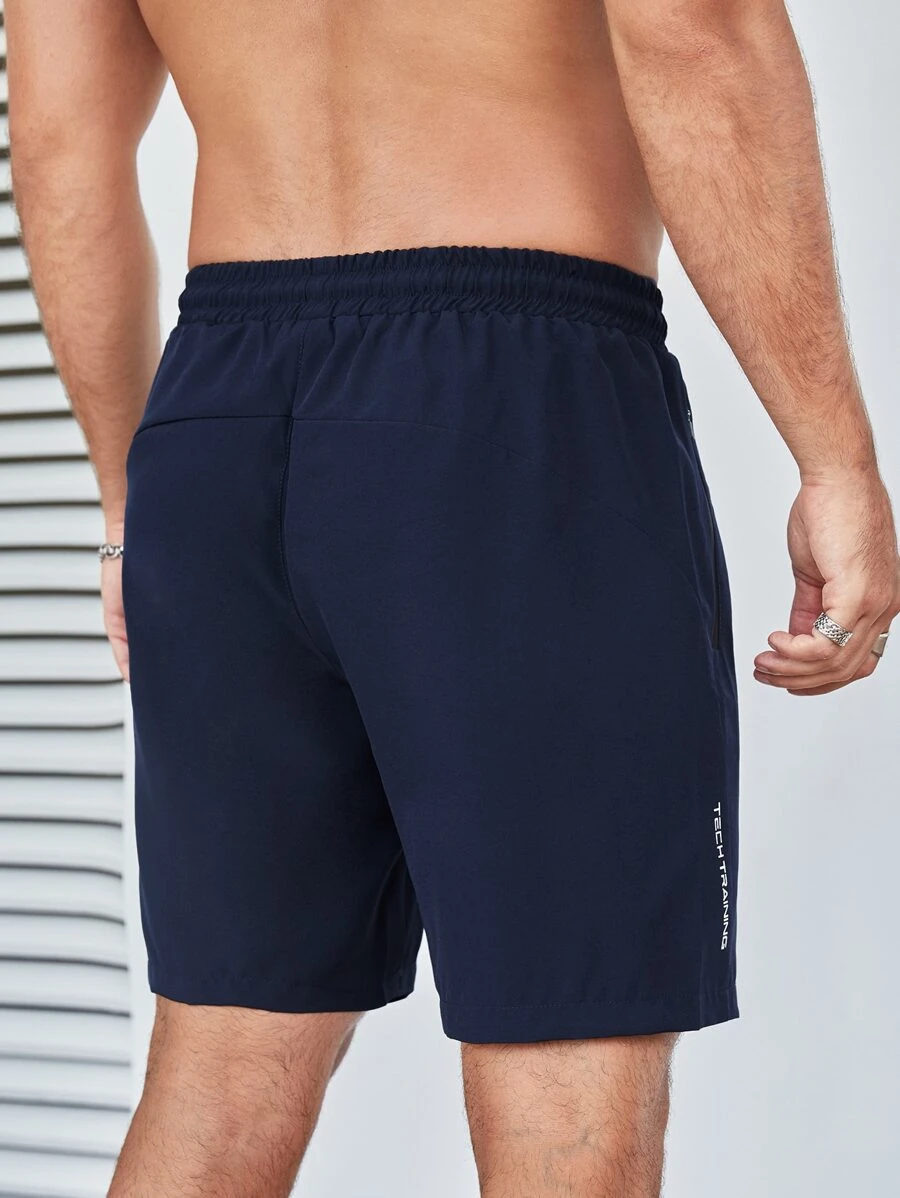 Pantalones cortos elásticos deportivos con bolsillo y cremallera - Imagen 3