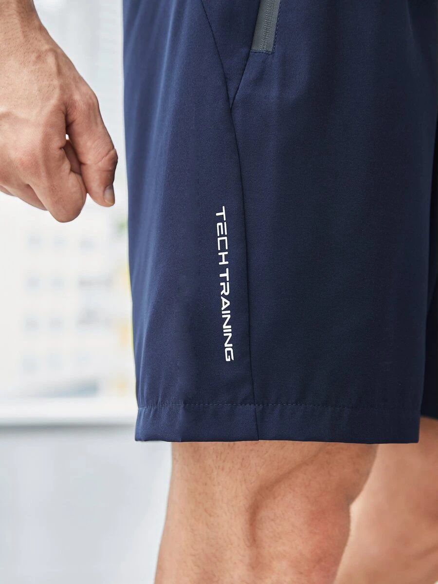 Pantalones cortos elásticos deportivos con bolsillo y cremallera - Imagen 2