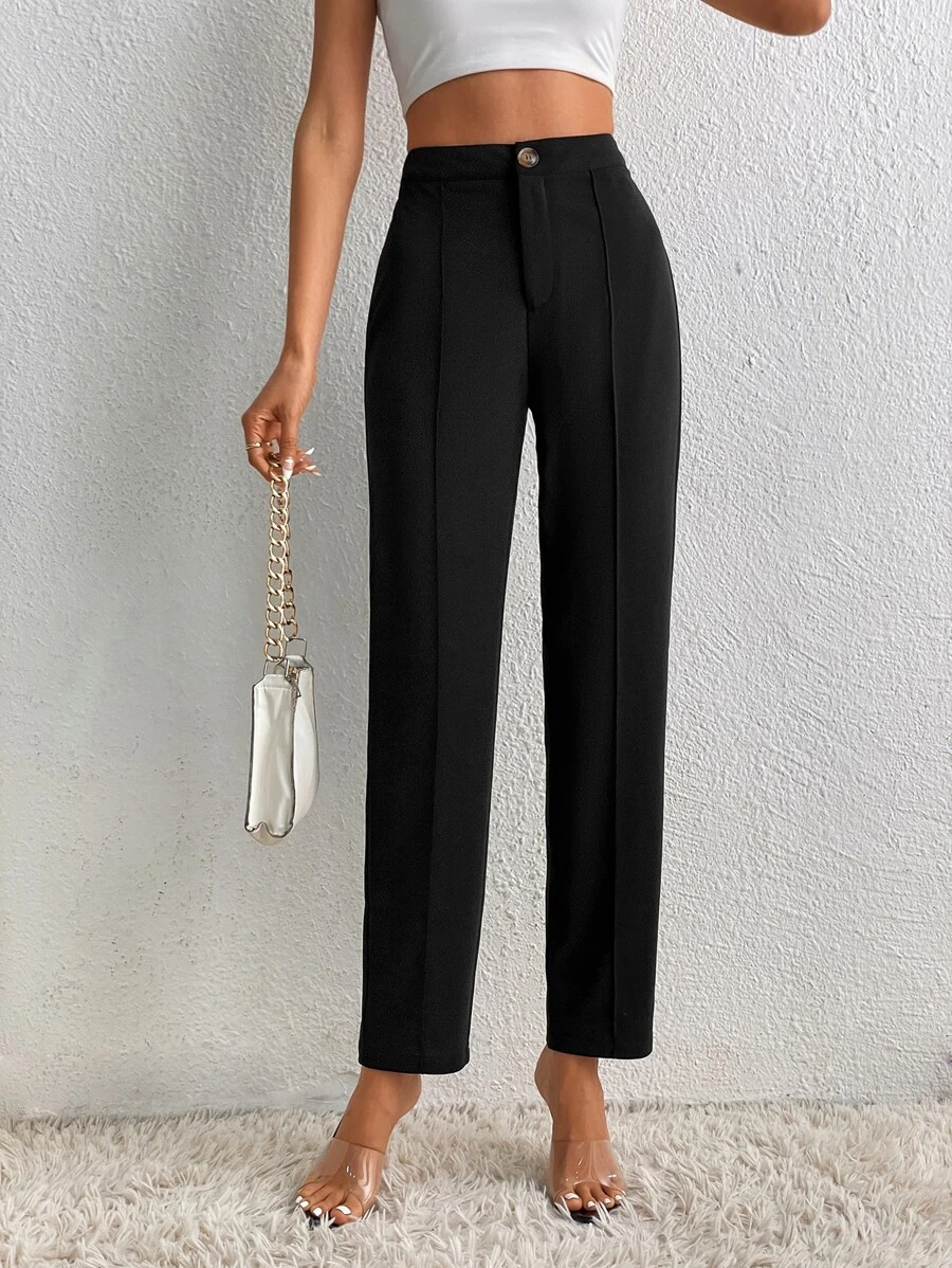 Pantalones con detalle de costura de cintura alta