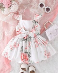 Vestido De Niña De Flores Con Tirantes Y Volantes