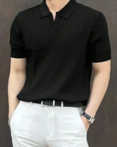 Playera Polo Sólida A Rayas Para Hombres