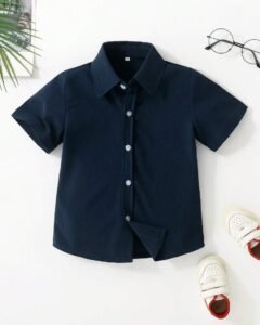 Camisa Sólida De Manga Corta Unicolor Para Niño