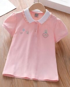 Camisa polo con estampado de dibujos animados de cuello en contraste