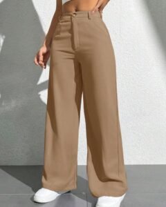 Pantalones holgados y casuales de pierna ancha con bolsillo