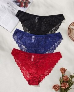 Set de 3 bragas románticas y minimalistas de lencería