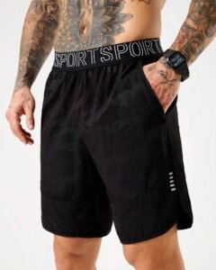Shorts deportivos casuales con detalles de letras y bolsillos