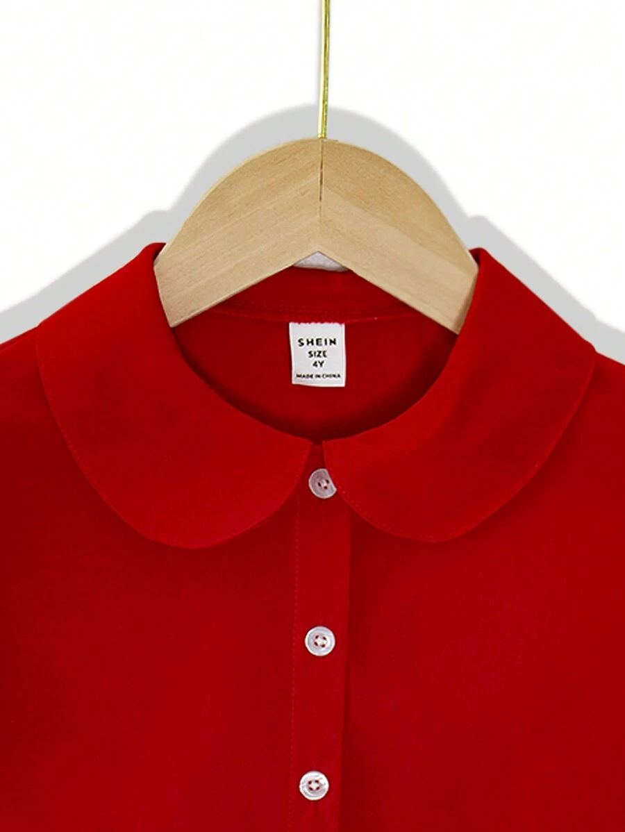 Camisa diaria sencilla de unicolor para niñas - Imagen 2