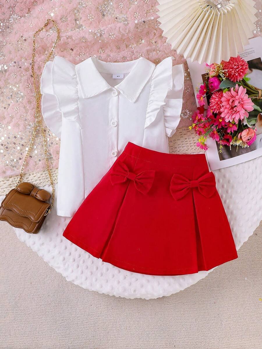 Top sin mangas con detalle de volantes y falda con moño - Imagen 2