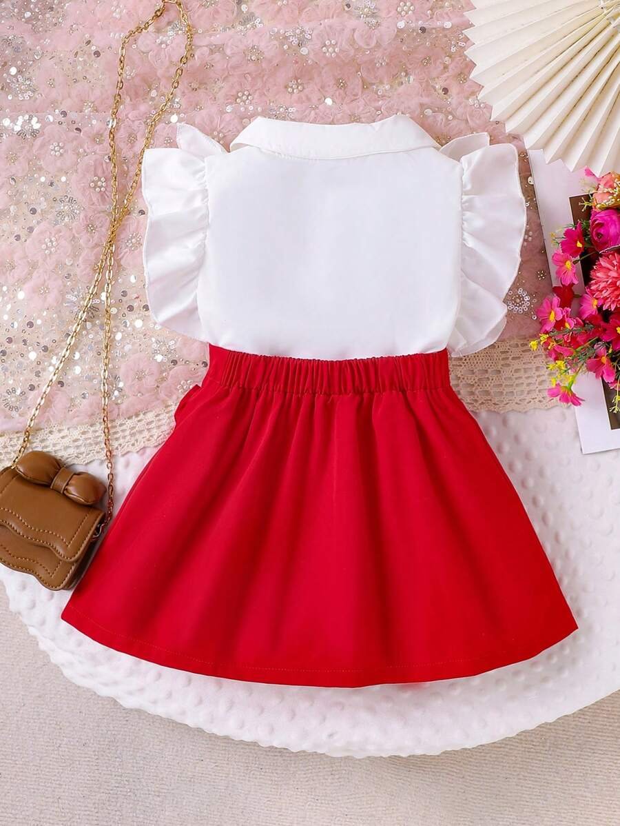 Top sin mangas con detalle de volantes y falda con moño - Imagen 3