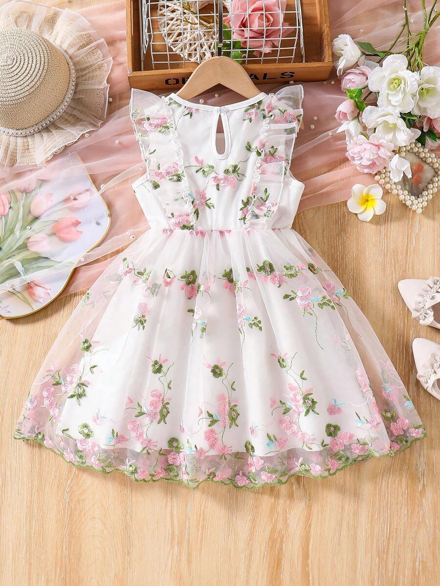 Vestidos sin mangas con maya y decoración de flores - Imagen 2