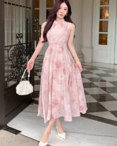 Vestido de gasa floral elegante de verano