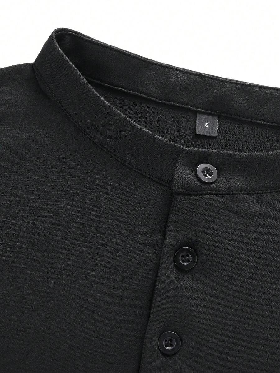 Camiseta de manga corta de cuello alto de unicolor casual y versátil - Imagen 2