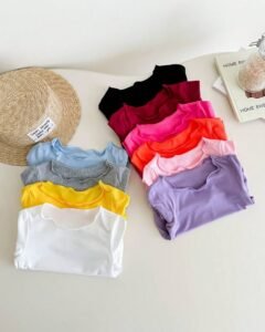 Blusas de manga corta tejidas de unicolor lindas