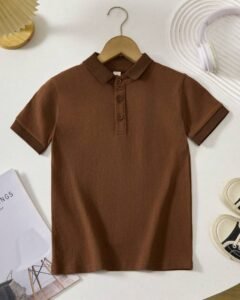 Camiseta de manga corta de unicolor para niño preadolescente