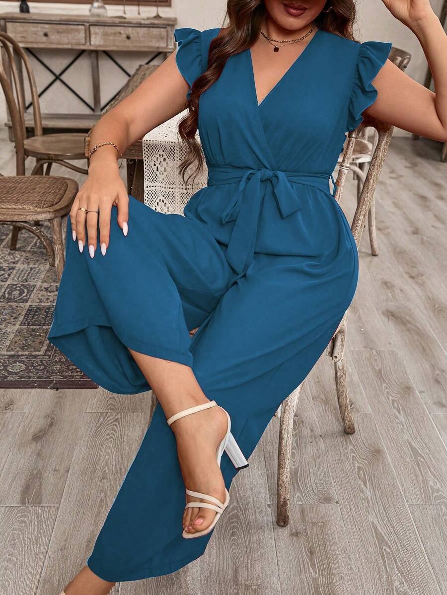 Mono informal sin mangas de unicolor con cuello V - Imagen 3