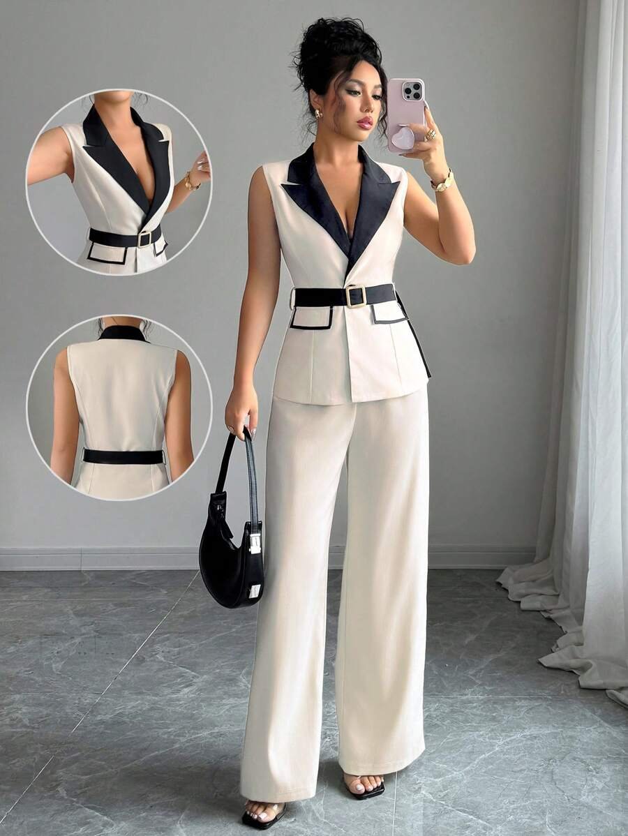 Elegante conjunto de dos piezas tejido para vacaciones